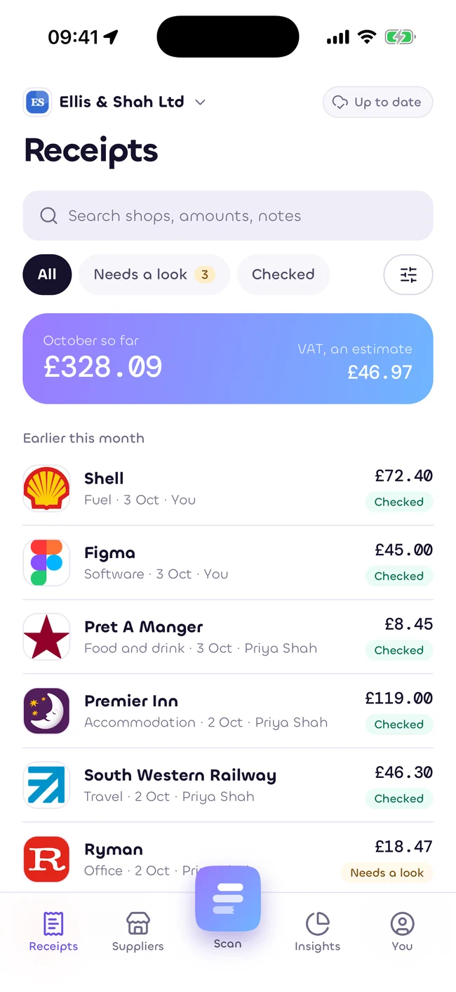 The Sukiri receipts list on a phone
